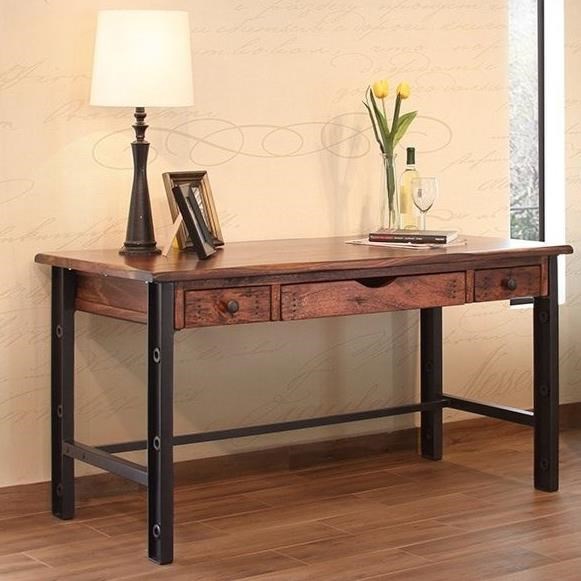 International Furniture Direct Parota IFD866DESK Industrial Solid Wood